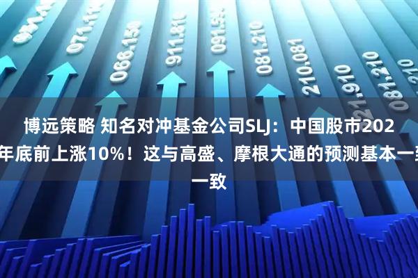 博远策略 知名对冲基金公司SLJ：中国股市2026年底前上涨10%！这与高盛、摩根大通的预测基本一致